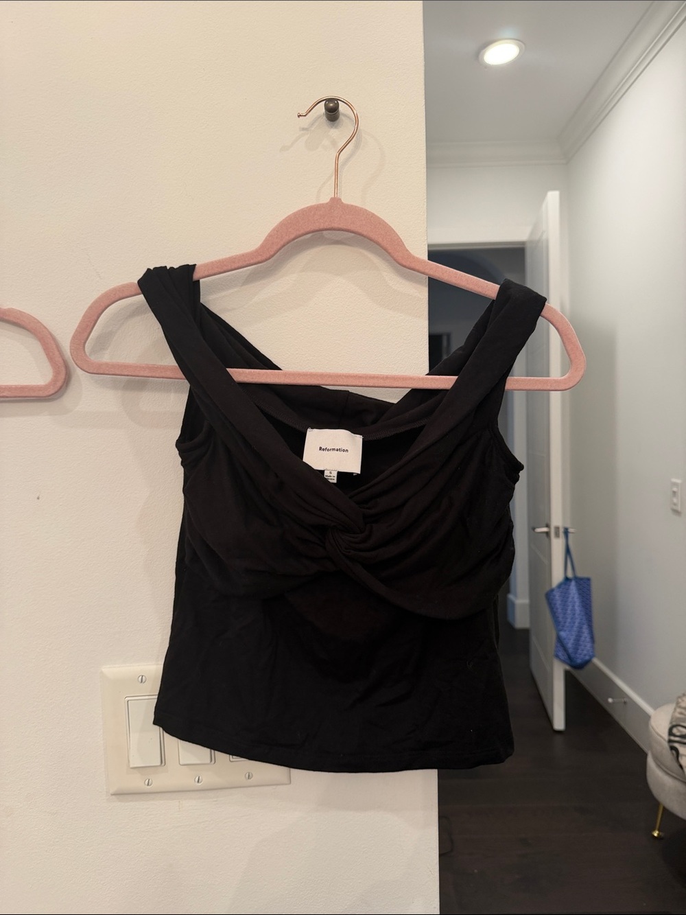 Reformation Black Knotted Front Tank